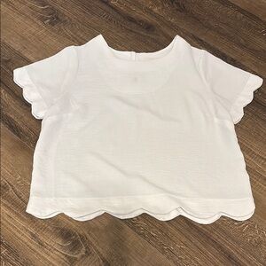 White Scallop Hem Top
